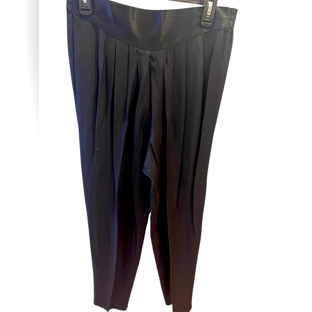 Elegant Vintage Black Dressy Tuxedo-Like Pleated Pants by M.J.Carroll Size=Large